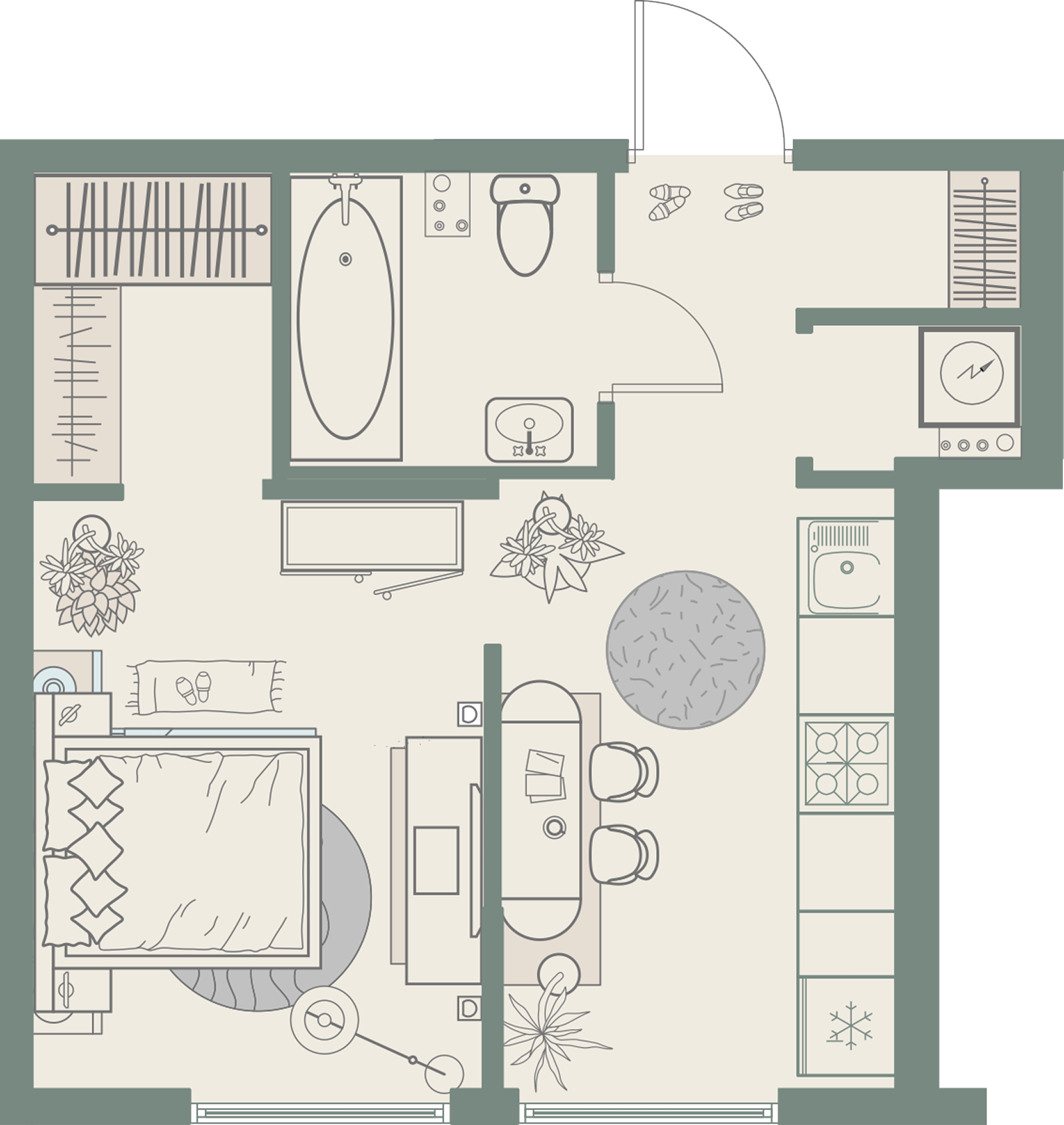 1-комнатная 29,65 м²