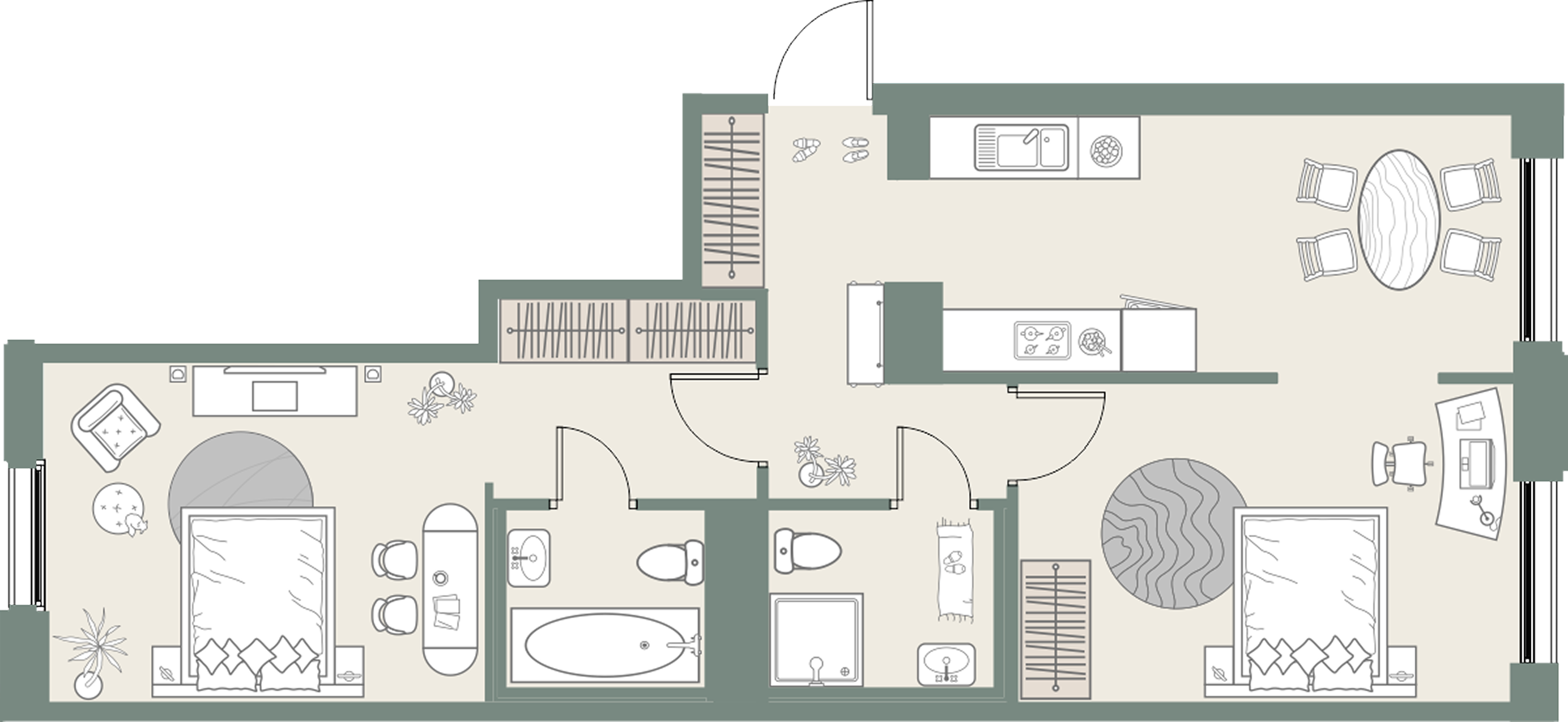 Европланировка 3е 56,07 м²